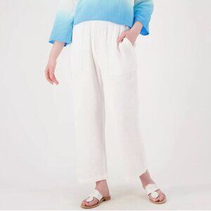 Peace Love World Boheme Petite Gauze Ankle Pants - White - Petite XL